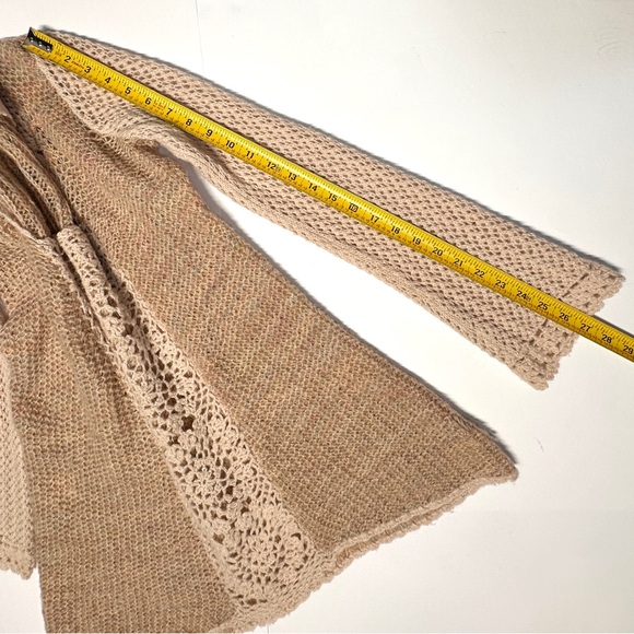 Free People Merci Hooded Wool Blend Crochet Tunic Sweater Size M Boho Festival - Picture 13 of 15